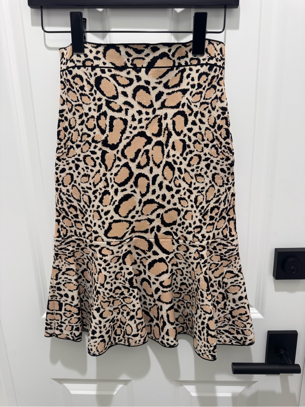 BCBGMaxAzria Leopard Print Flared Skirt - Beige & Black